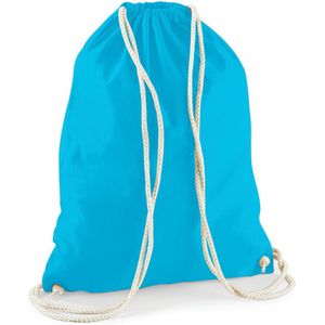 Sporten/zwemmen/festival gymtas surf blauw met rijgkoord 46 x 37 cm van 100% katoen - Kinder sporttasjes