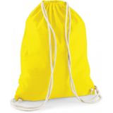 Sporten/zwemmen/festival gymtas geel met rijgkoord 46 x 37 cm van 100% katoen - Kinder sporttasjes