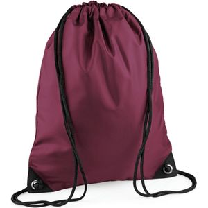 2x stuks nylon sport/zwemmen gymtas/ gymtasje met rijgkoord 45 x 34 cm - Bordeaux rood - Kinder tasjes