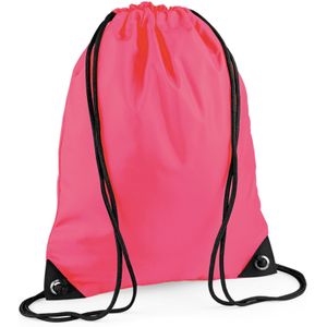 2x stuks nylon sport/zwemmen gymtas/ gymtasje met rijgkoord 45 x 34 cm - fluoriserend roze - Kinder tasjes