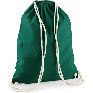 2x stuks sporten/zwemmen/festival gymtas donkergroen met rijgkoord 46 x 37 cm van 100% katoen - Kinder sporttasjes