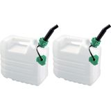 2x stuks kunststof jerrycans voor brandstof met schenktuit L32 x B18 x H30 cm - 10 liter - benzine / diesel