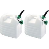 2x stuks kunststof jerrycans voor brandstof met schenktuit L35 x B23 x H37 cm - 20 liter - benzine / diesel