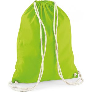 2x stuks sporten/zwemmen/festival gymtas lime groen met rijgkoord 46 x 37 cm van 100% katoen - Kinder sporttasjes