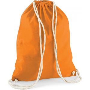 10x stuks sporten/zwemmen/festival gymtas oranje met rijgkoord 46 x 37 cm van 100% katoen - Kinder sporttasjes