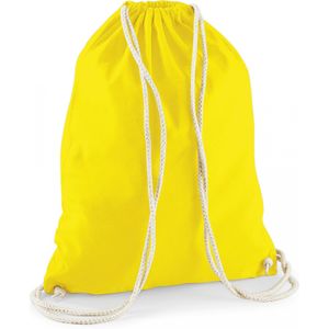 2x stuks sporten/zwemmen/festival gymtas geel met rijgkoord 46 x 37 cm van 100% katoen - Kinder sporttasjes