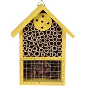 Geel insectenhotel 20 cm - Hotel/huisje voor insecten - Bijenhuis/vlinderhuis