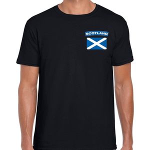 Scotland t-shirt met vlag zwart op borst voor heren - Schotland landen shirt - supporter kleding