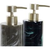 Zeeppompje/zeepdispenser marmer look grijs kunststof 300 ml - Badkamer/keuken zeep dispenser
