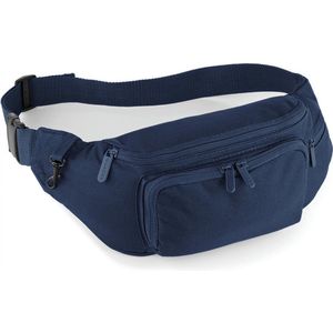 Donkerblauw heuptasje/buideltasje voor volwassenen 37 x 15 cm - Donkerblauwe heuptassen/fanny pack voor op reis/onderweg