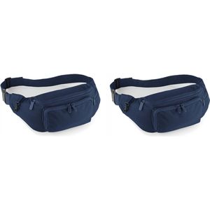 2x stuks donkerblauw heuptasje/buideltasje voor volwassenen 37 x 15 cm - Donkerblauwe heuptassen/fanny pack voor op reis/onderweg