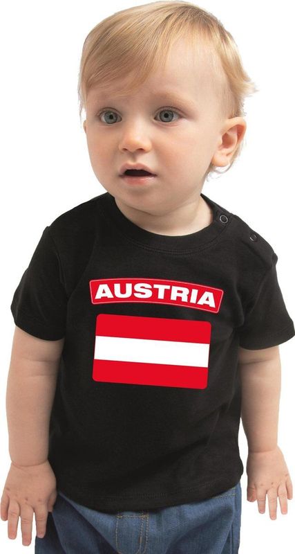 Austria t-shirt met vlag Oostenrijk zwart voor babys