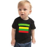 Baby Shirt - Zwart - Katoen - Lithuania met Vlag