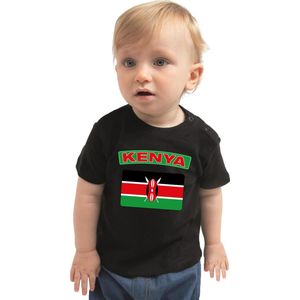 Kenya baby shirt met vlag zwart jongens en meisjes - Kraamcadeau - Babykleding - Kenia landen t-shirt 68