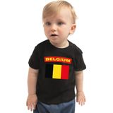 Belgium / Belgie landen shirtje met vlag zwart voor babys