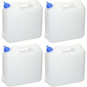 4x stuks jerrycans voor water 15 liter - inclusief schenkkraan - waterjerrycans / watertank