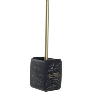 Toiletborstel zwart met marmer look houder van polyresin 37 cm - Wc-borstels