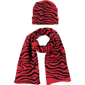 Luxe kinder winterset sjaal en muts tijger print rood - Sjaals