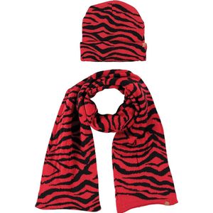 Luxe kinder winterset sjaal en muts tijger print rood