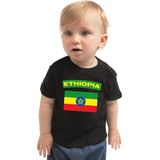 Baby Shirt - Zwart - Katoen - Ethiopia Met Vlag