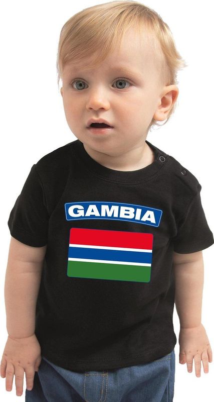 Gambia landen shirtje met vlag zwart voor babys
