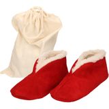 Rode Spaanse sloffen/pantoffels van echt leer/suede maat 38 met opbergzak