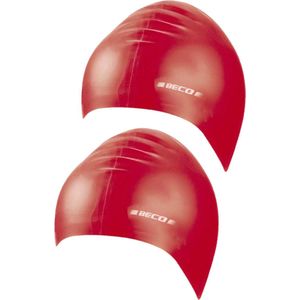 2x stuks latex badmutsen rood voor volwassenen - Badmutsen
