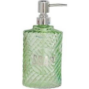 Zeeppompje/zeepdispenser appeltjesgroen van glas 500 ml - Badkamer/keuken zeep dispenser