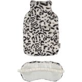 Apollo - Warmwaterkruik en Slaapmasker Set - Wit - Fluffy Stof