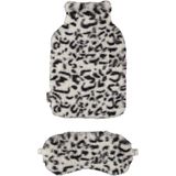 Apollo - Warmwaterkruik en Slaapmasker Set - Wit - Fluffy Stof