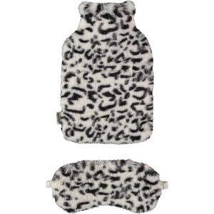 Apollo - Warmwaterkruik en Slaapmasker Set - Wit - Fluffy Stof