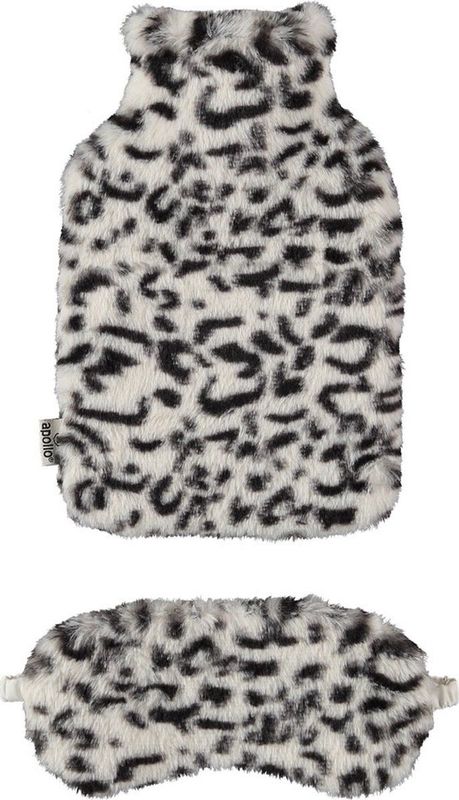 Apollo - Warmwaterkruik en Slaapmasker Set - Wit - Fluffy Stof