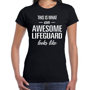 Awesome Lifeguard geweldige strandwacht cadeau t-shirt zwart - dames - kado verjaardag beroep shirt