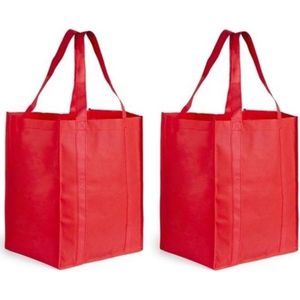 3x stuks rode boodschappentassen/shoppers 38 cm