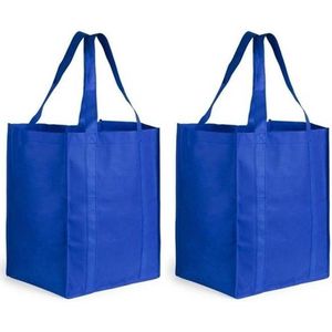 4x stuks boodschappen tas/shopper blauw 38 cm - Stevige boodschappentassen/shopper bag