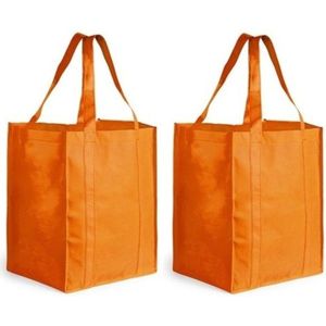 3x stuks boodschappen tas/shopper oranje 38 cm - Stevige boodschappentassen/shopper bag
