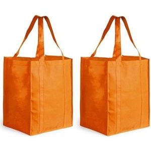 4x stuks boodschappen tas/shopper oranje 38 cm - Boodschappentassen