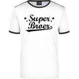 Super broer wit zwart ringer t-shirt voor heren - Verjaardag cadeau
