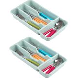 Bestekbak/bestekhouders 4-vaks mintgroen - 33 x 18 x 4 cm - Keuken opberg accessoires