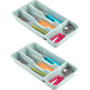 Bestekbak/bestekhouders 4-vaks mintgroen - 33 x 18 x 4 cm - Keuken opberg accessoires