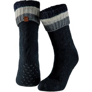 Heren anti-slip fleece/gebreide huissokken/slofsokken zwart one size