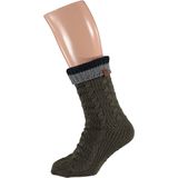 Heren anti-slip fleece/gebreide huissokken/slofsokken legergroen one size