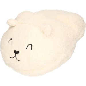 Grote voetenwarmer slof ijsbeer wit one size 30 x 27 cm - Dierensloffen/dierenpantoffels