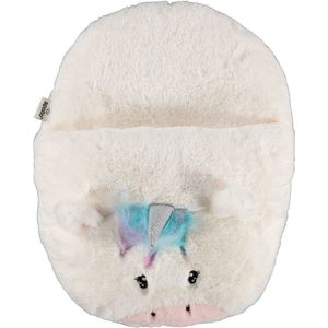 Apollo Grote voetenwarmer slof - eenhoorn wit - one size - 30 x 27 cm - Dierensloffen/dierenpantoffels