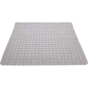 Lichtgrijze anti-slip badmat 55 x 55 cm vierkant - Badkuip mat - Grip mat voor in douche of bad
