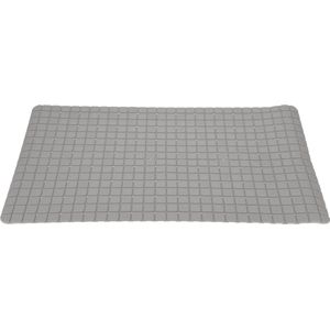 Anti-slip badmat lichtgrijs 69 x 39 cm rechthoekig - Badkuip mat - Grip mat voor in douche of bad