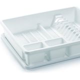 PlasticForte Afwas afdruiprek - wit - kunststof - 48 x 38 x 9 cm - met lekbak - huis/camping