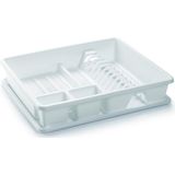 PlasticForte Afwas afdruiprek - wit - kunststof - 48 x 38 x 9 cm - met lekbak - huis/camping