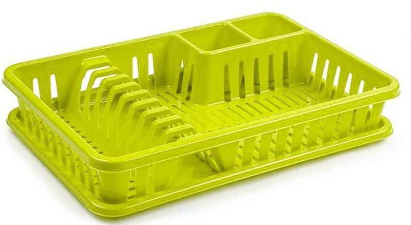 Plasticforte Afdruiprek met lekbak - 45 x 30 cm - groen - Afwassen/afdrogen - Afwasrekken - Kunststof