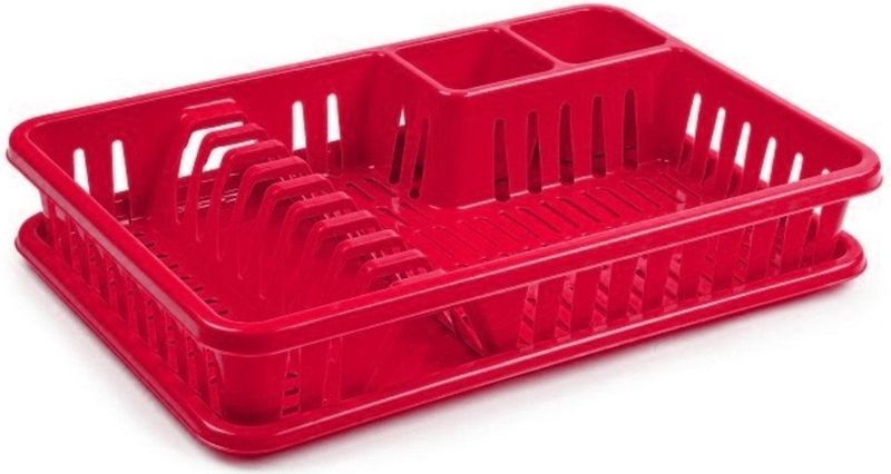 Plasticforte Afdruiprek met lekbak - 45 x 30 cm - roze - Afwassen/afdrogen - Afwasrekken - Kunststof